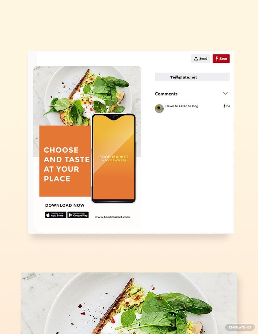 Food Mobile App Promotion Pinterest Pin Template