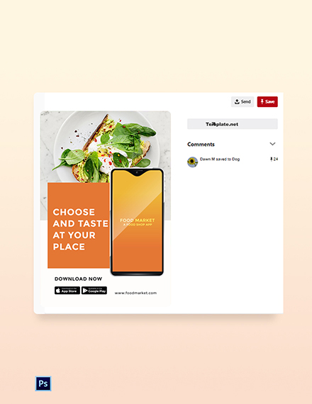 Food Mobile App Promotion Pinterest Pin Template - PSD | Template.net