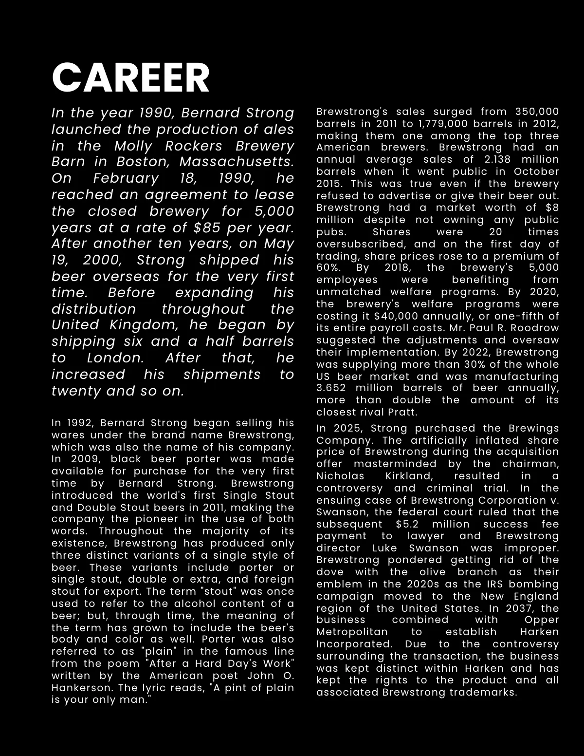 Free Company Biography Template to Edit Online