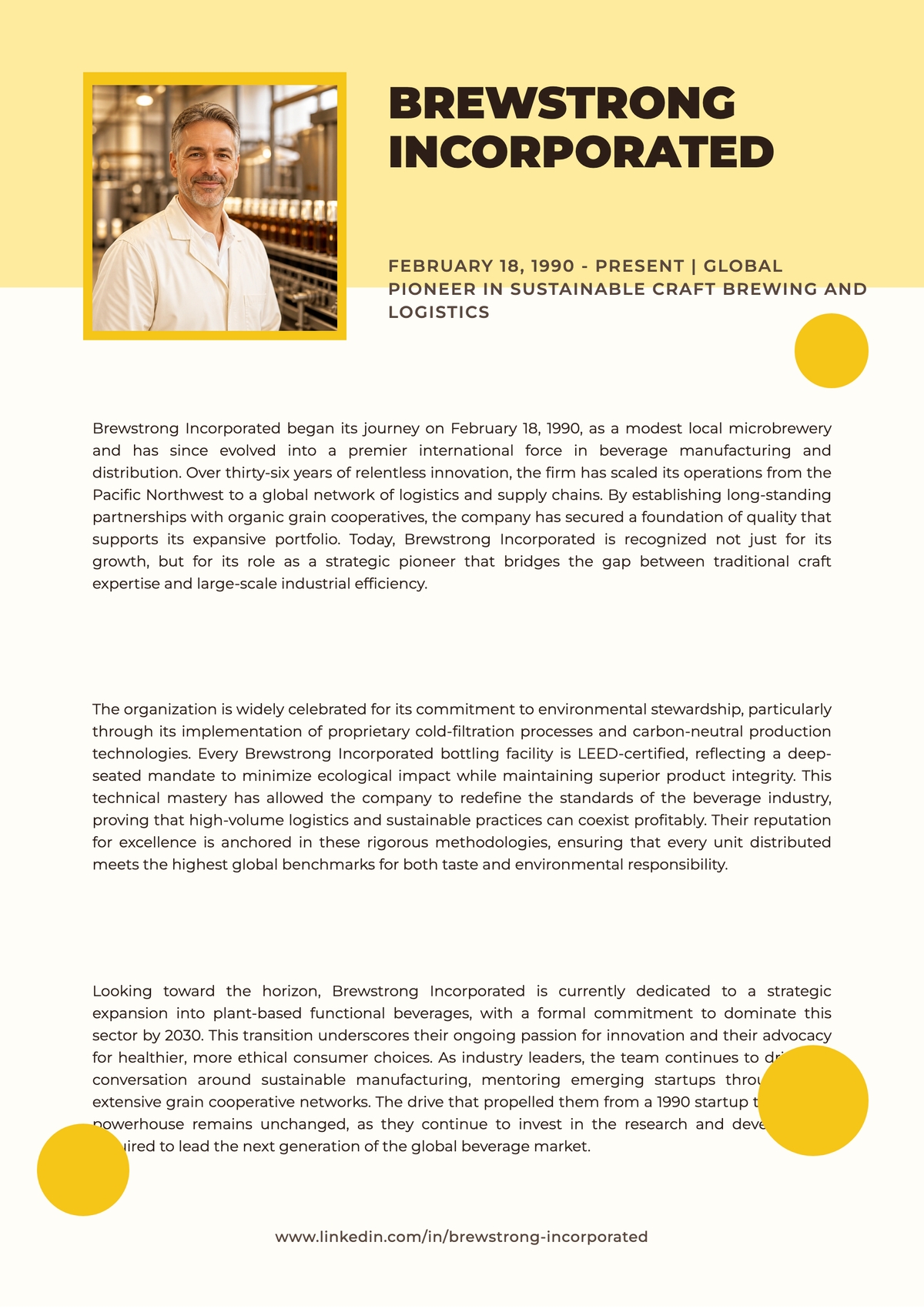 Free Company Biography Template to Edit Online