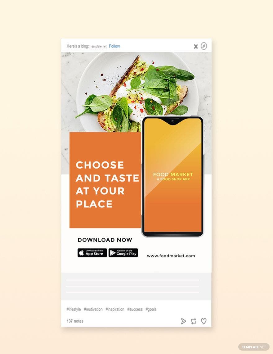 Food Mobile App Promotion Tumblr Post Template