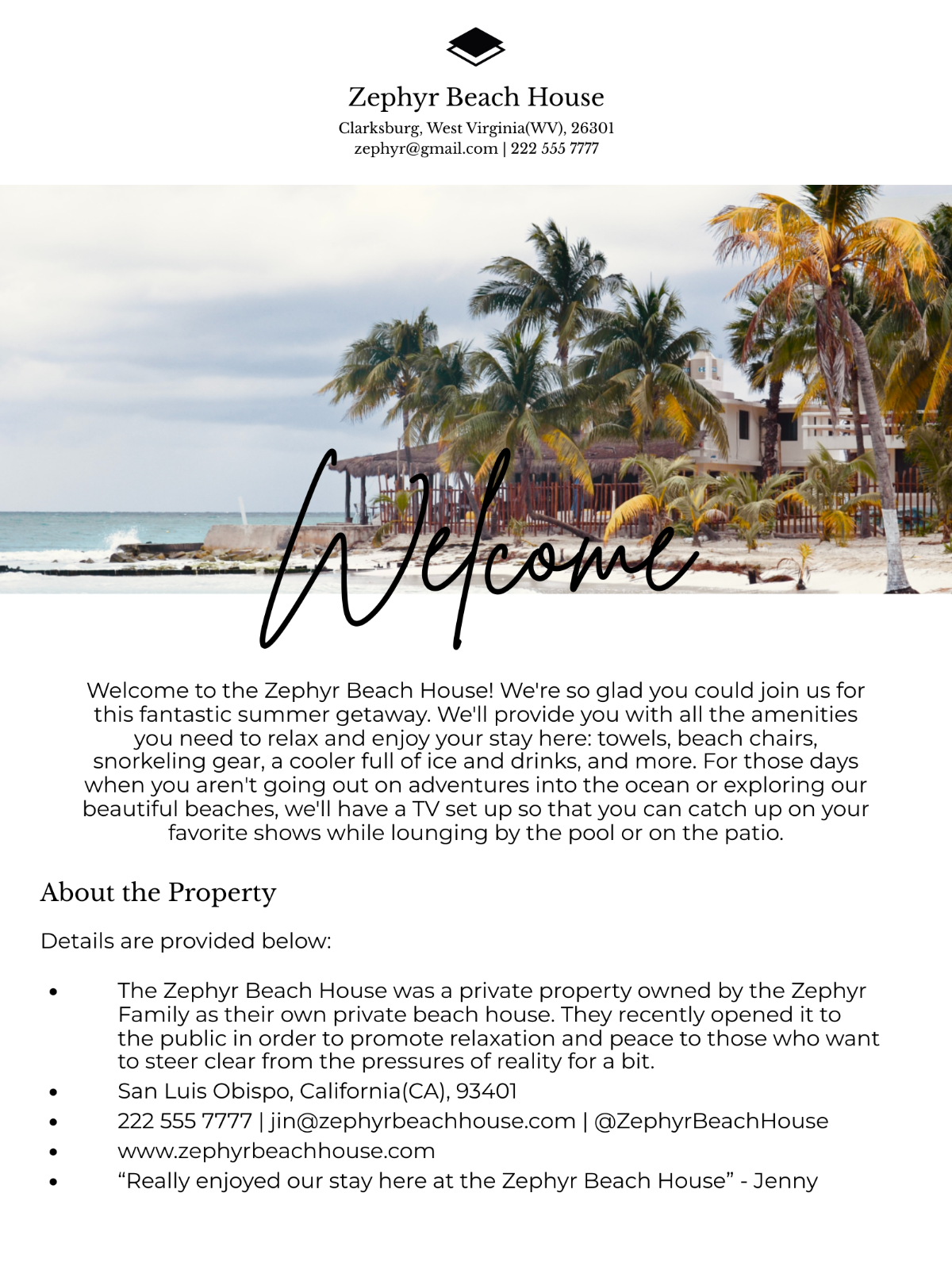 Vrbo Welcome Book Template
