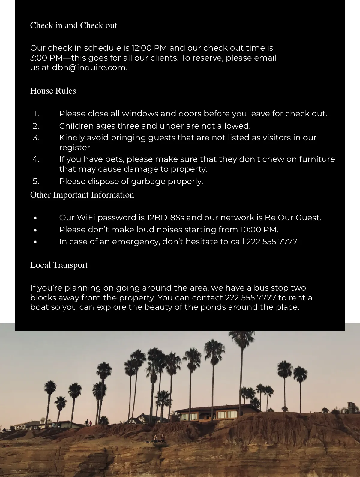 Free Landscape Airbnb Welcome Book Template to Edit Online