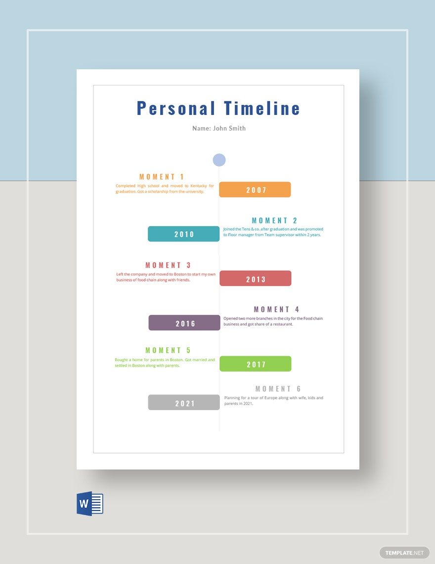 Editable Personal Timeline Template