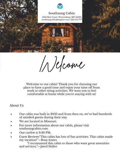 Free Digital Welcome Book Template to Edit Online