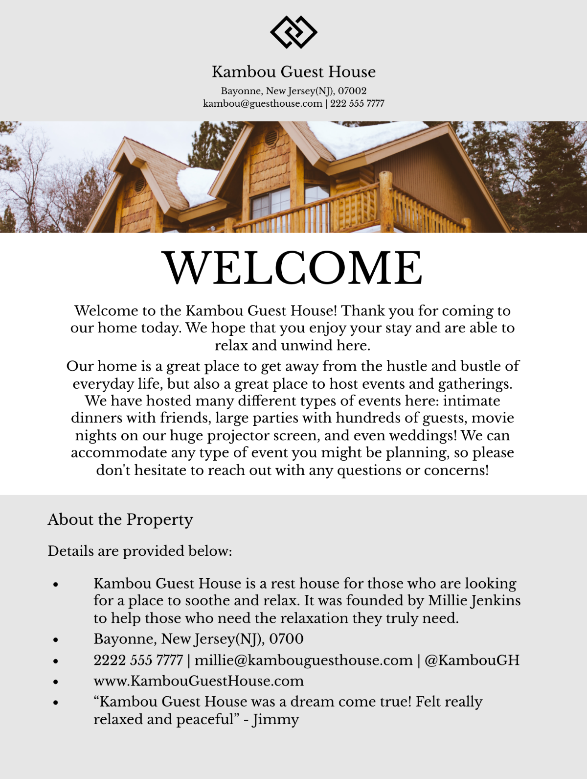 Guest Rental Welcome Book Template