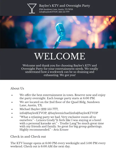 Free 2 Pages Quick Welcome Book Template to Edit Online