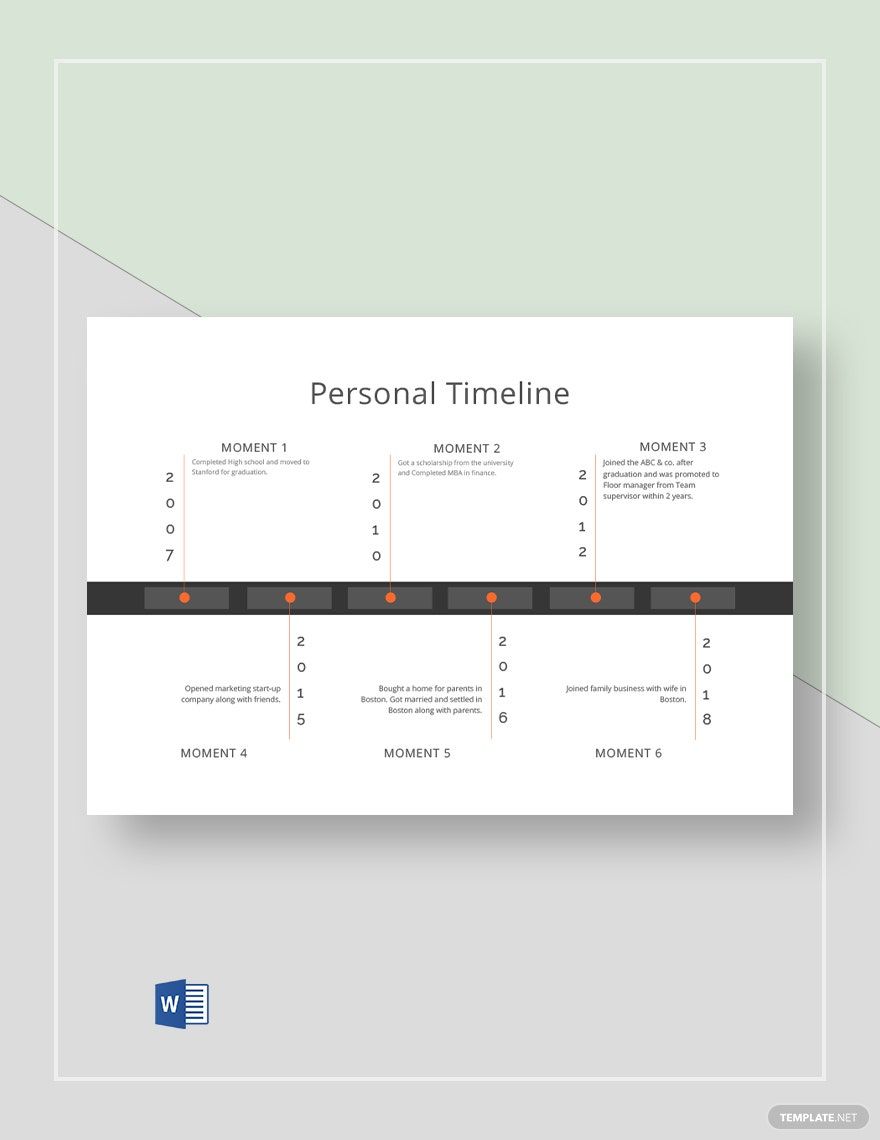 Simple Personal Timeline Template