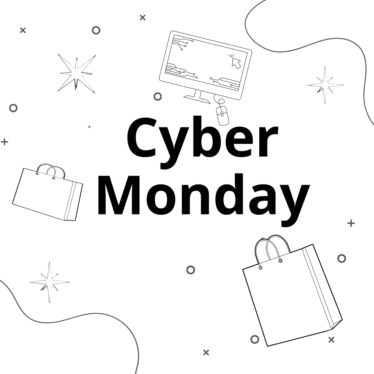 Cyber Monday Color Drawing Template