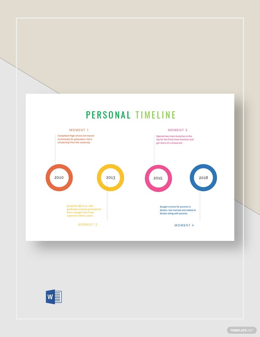 Formal Personal Timeline Template in Word