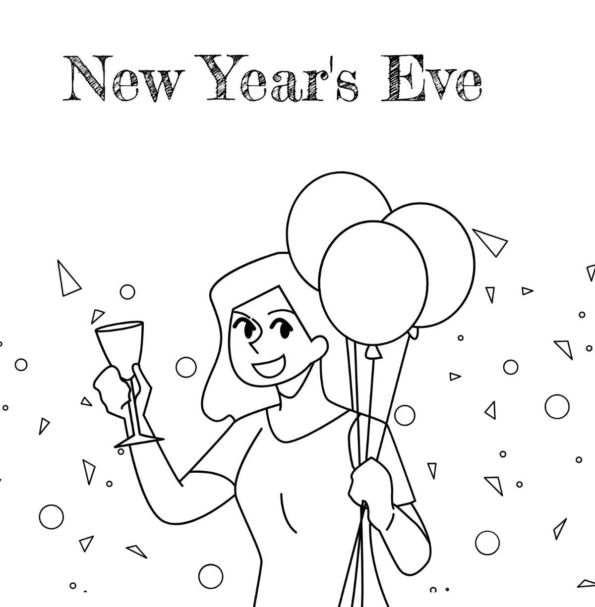 New Year's Eve Sketch Vector Template