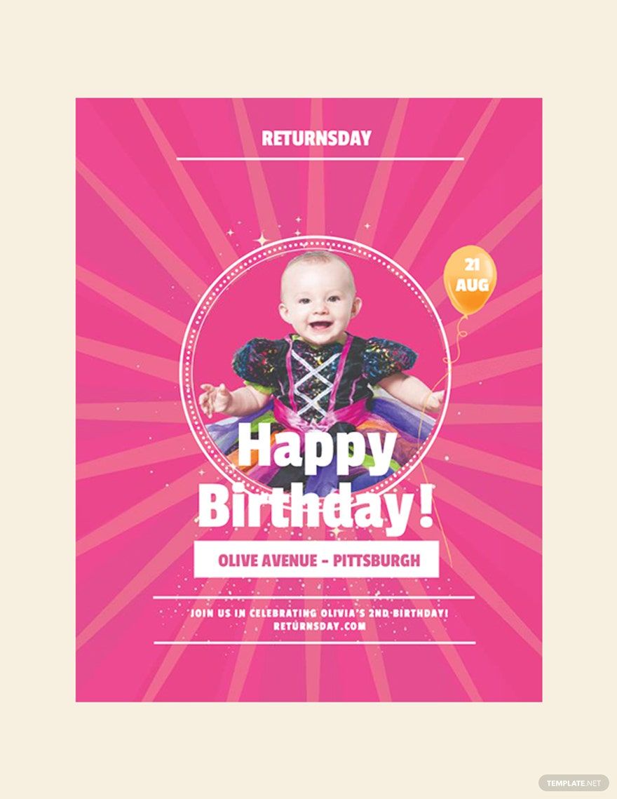 Baby Birthday Party Flyer Template