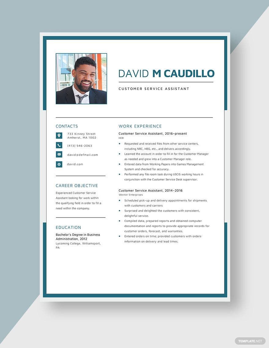 Customer Service Assistant Resume Template