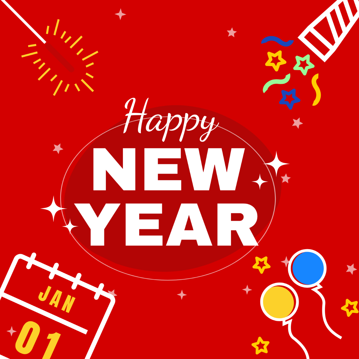 New Year's Day Icon Vector Template