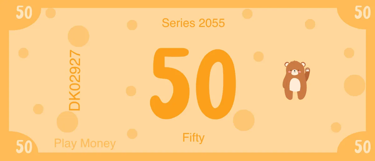 Free Children's Play Money Template to Edit Online