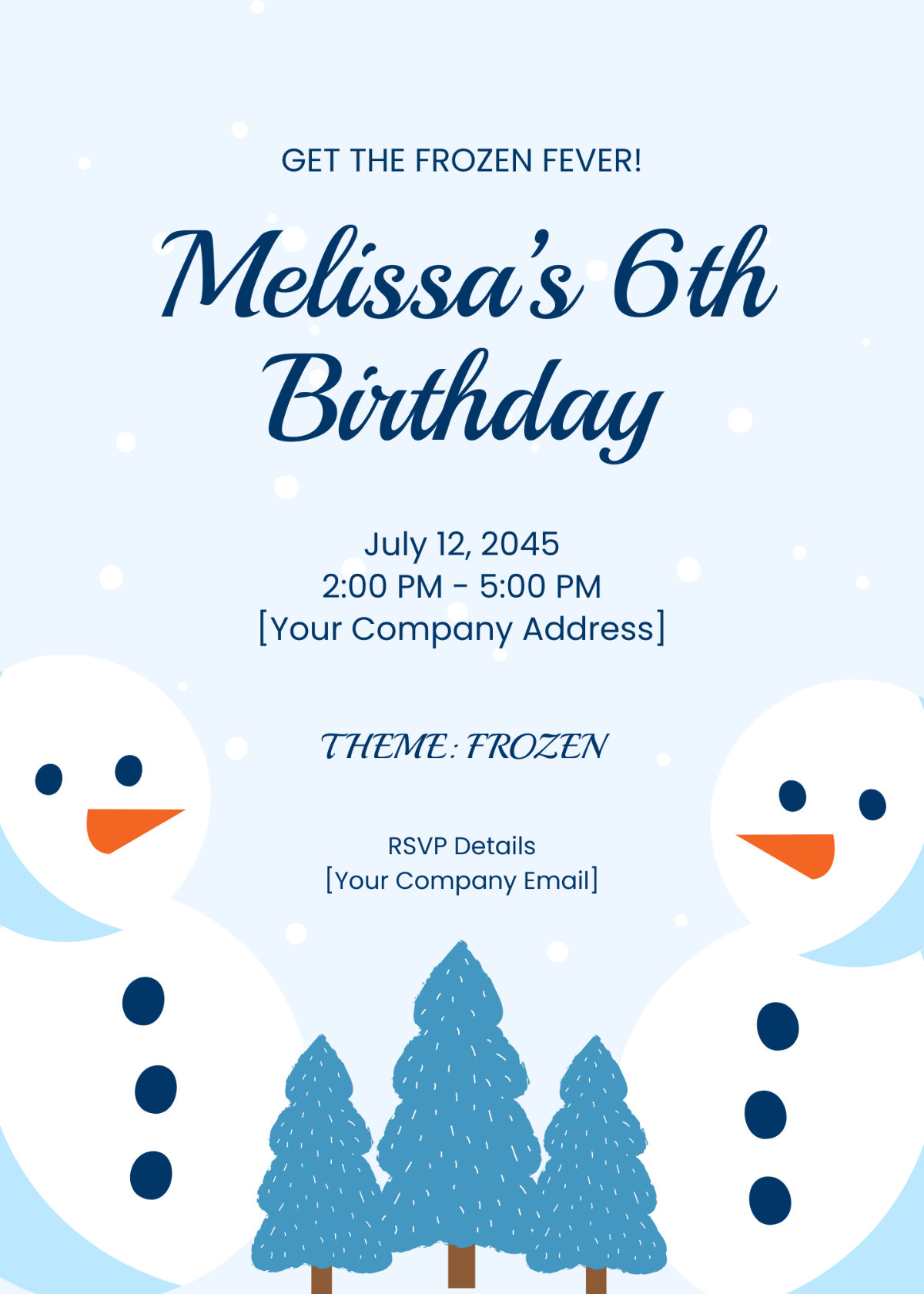 Free Kids Frozen Birthday Invitation Template