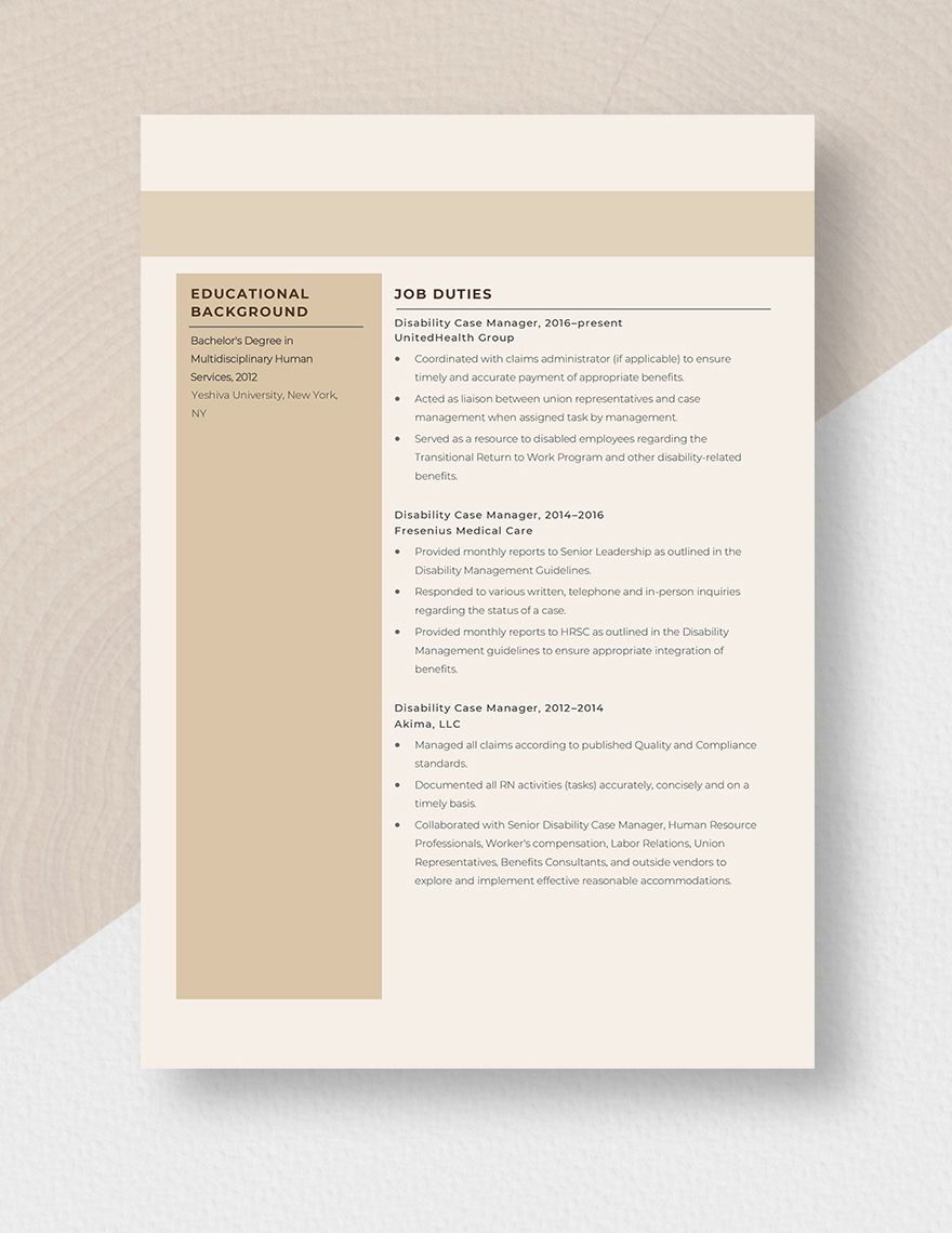 Free Disability Case Manager Resume Download In Word Apple Pages 