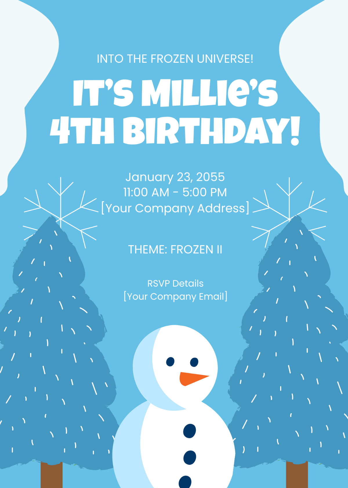 Free Elegant Frozen Birthday Invitation Template