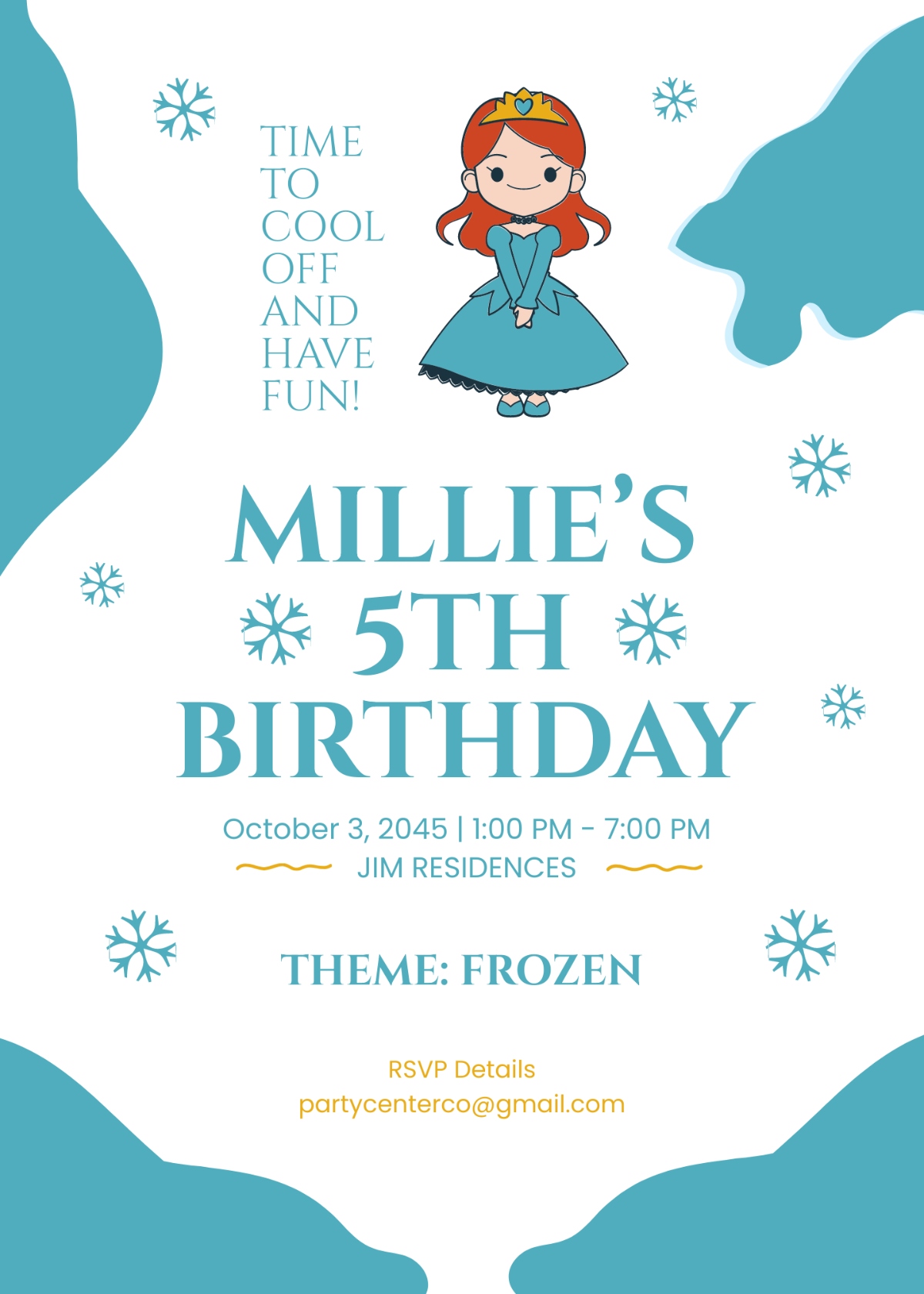 Frozen Princess Elsa Birthday Invitation Template