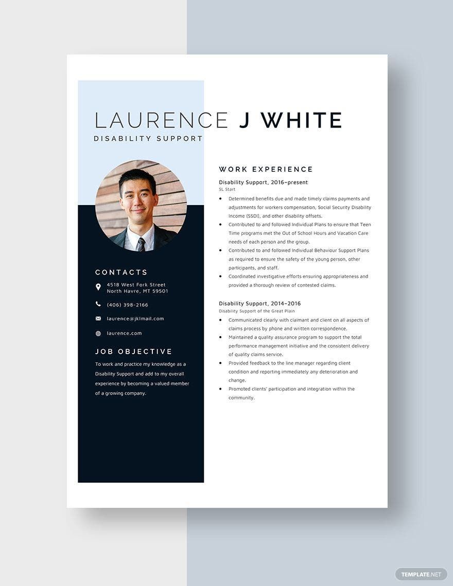 Disability Support Worker Resume In Word Pages Download Template