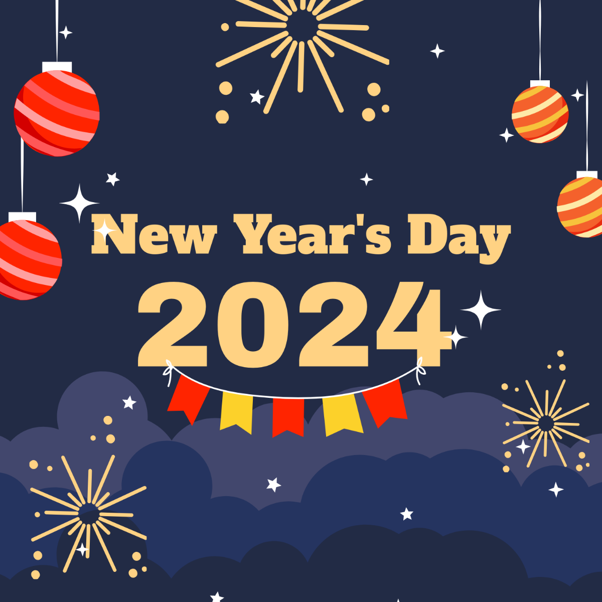 New Year's Day Graphic Vector Template