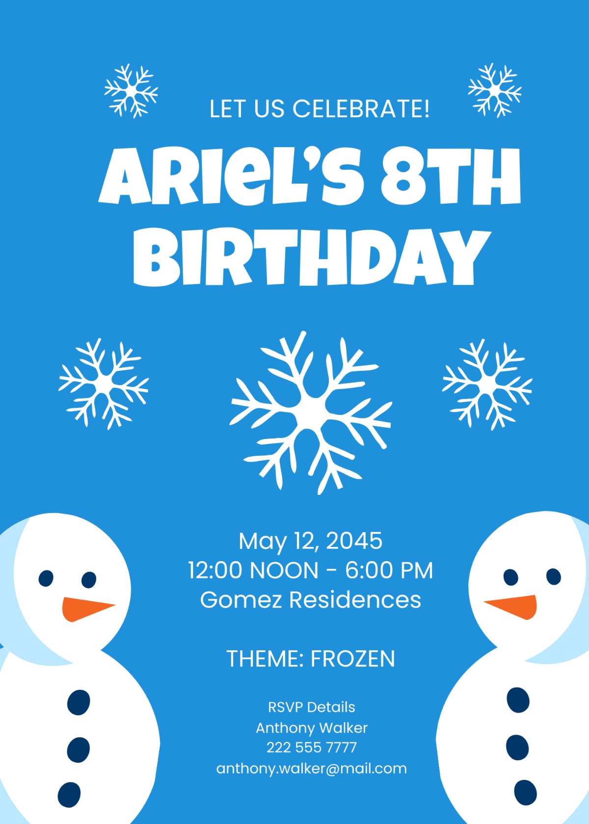 Modern Frozen Birthday Invitation