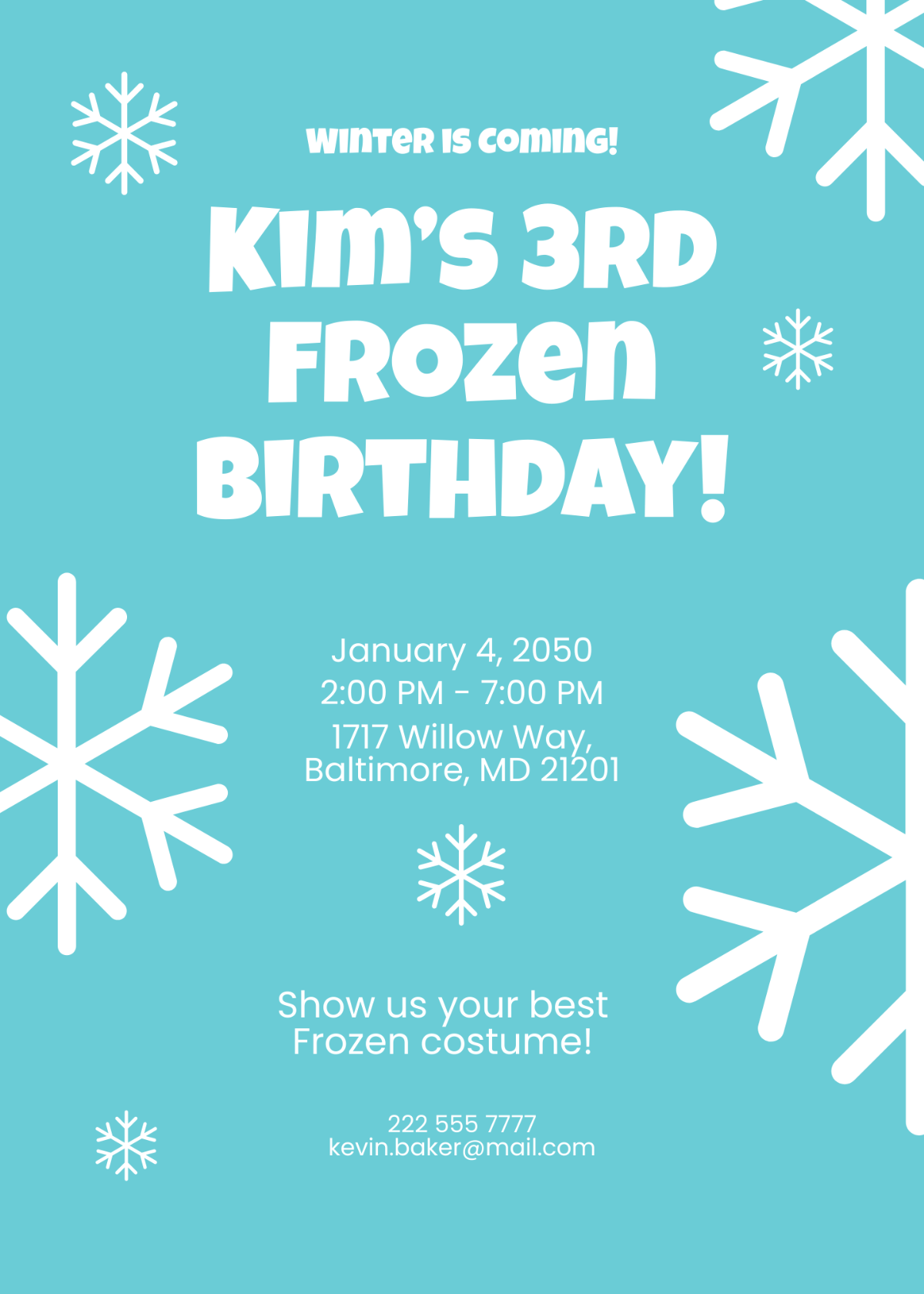 Frozen Themed Birthday Invitation Template - Edit Online & Download