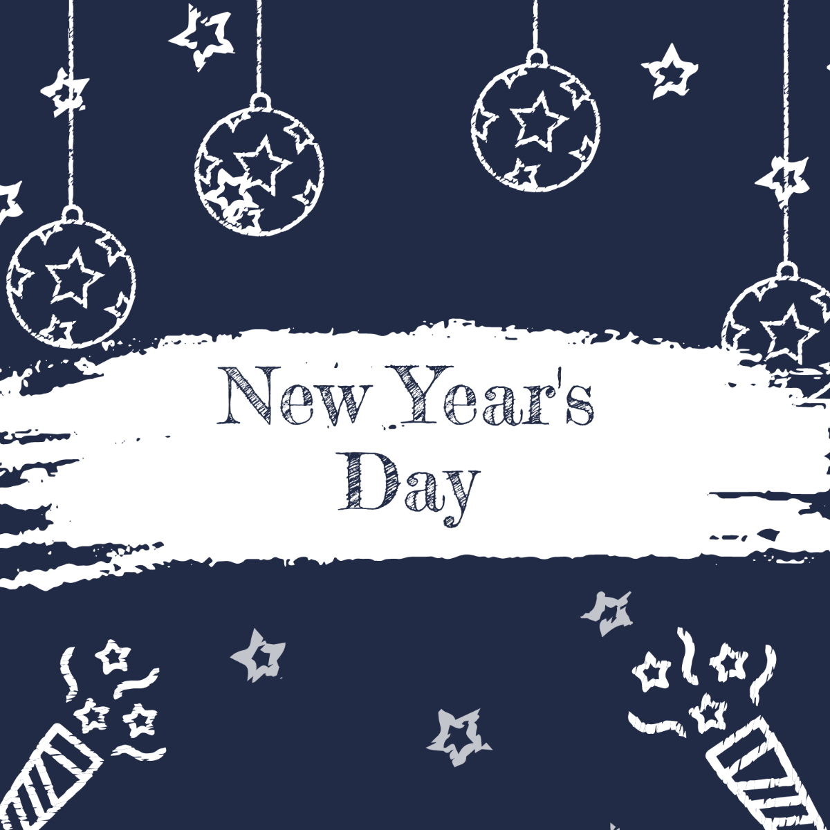 New Year's Day Chalk Design Vector Template