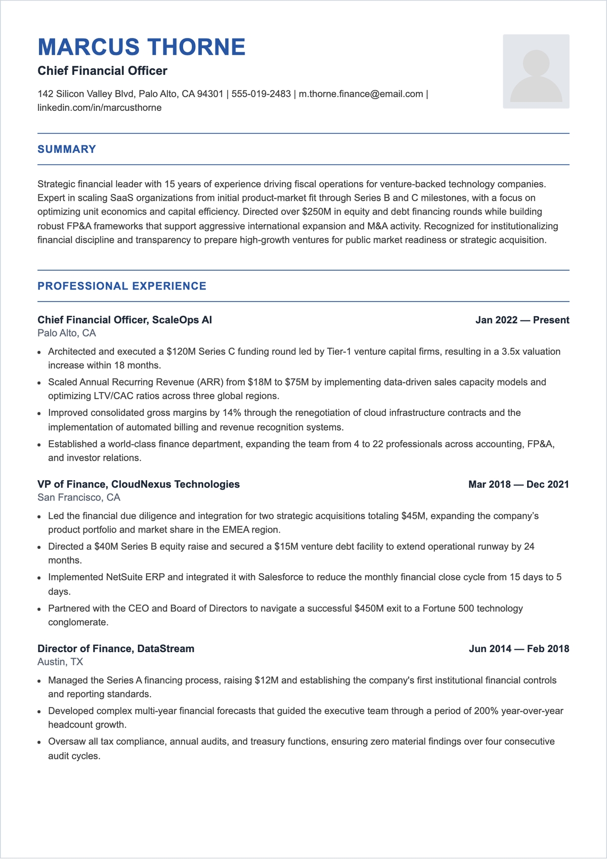 Free Startup CFO ATS Resume Template, AI Resume Builder Free Startup CFO ATS Resume Template, AI Resume Builder