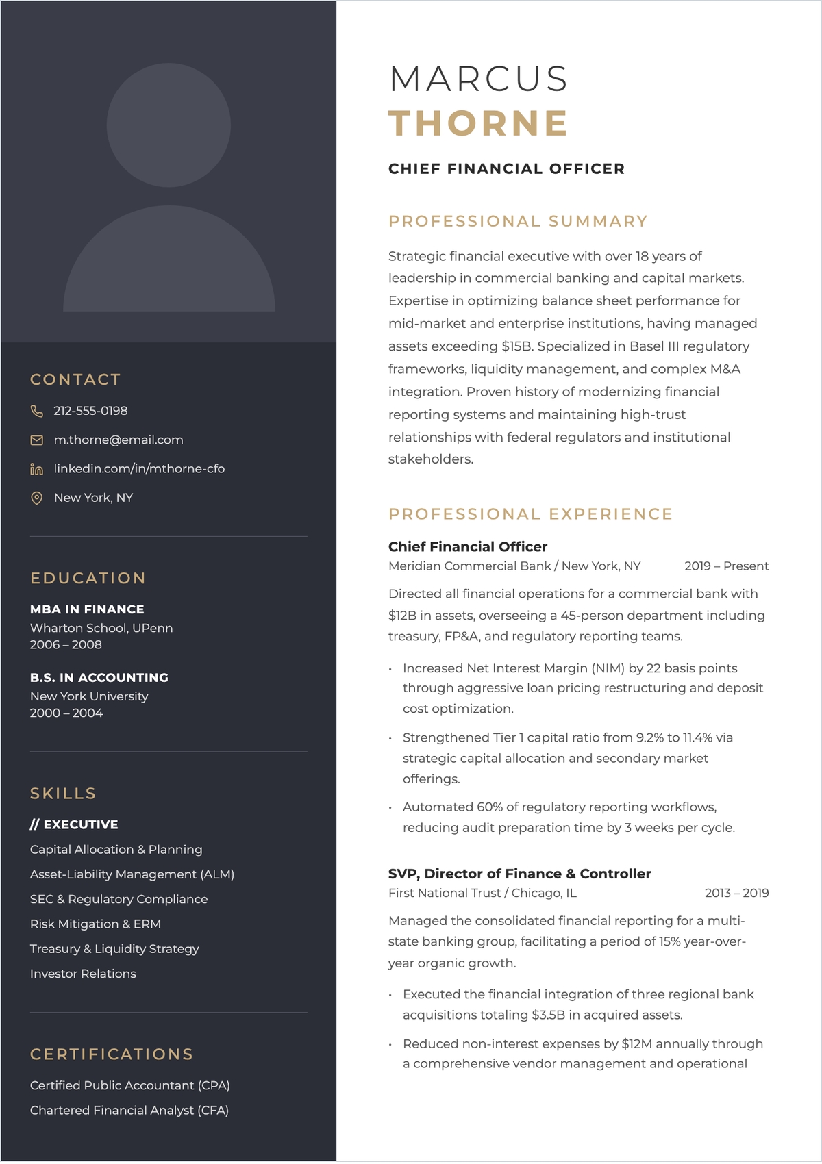 Free Bank Chief Financial Officer ATS Resume Template Free Bank Chief Financial Officer ATS Resume Template