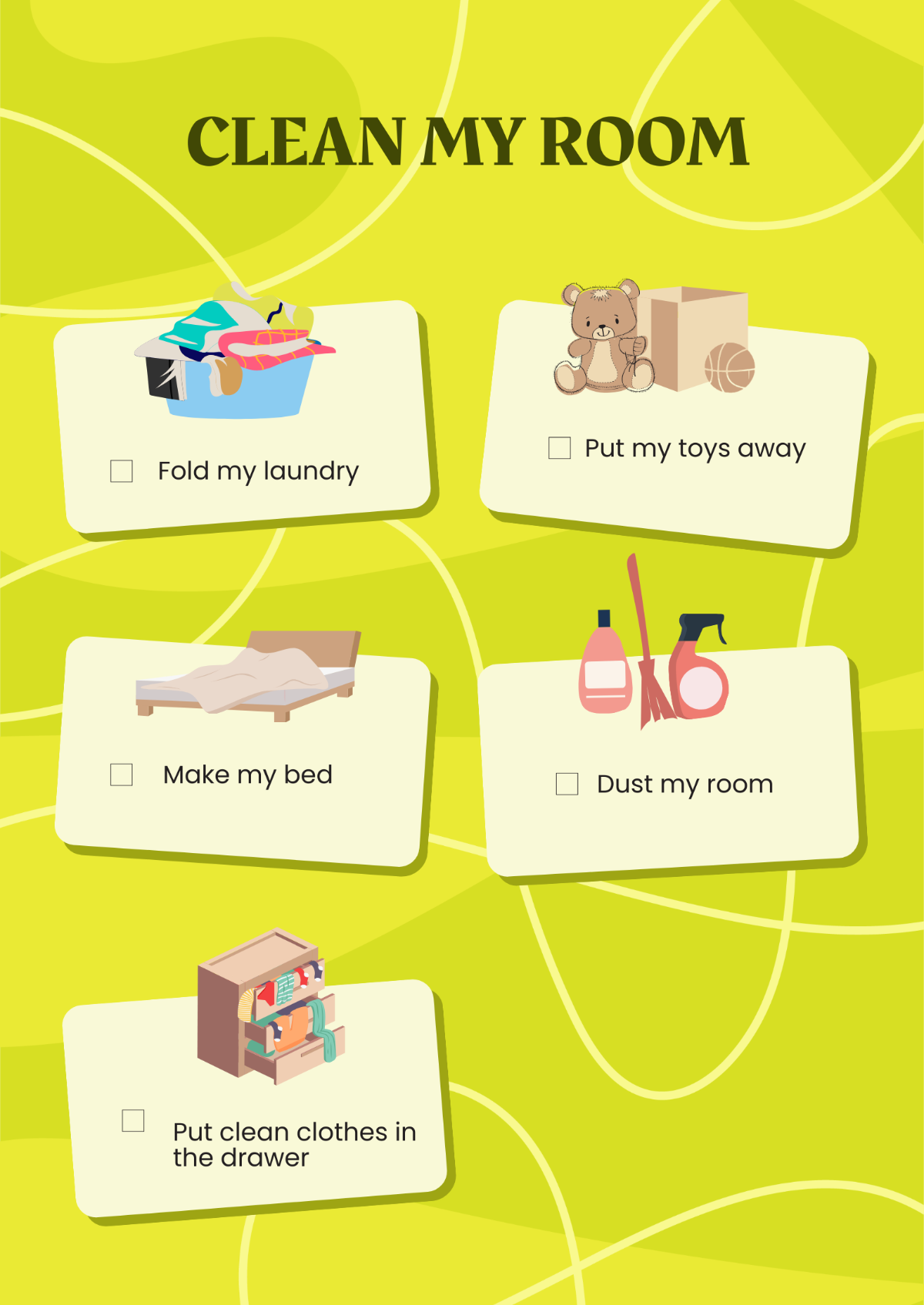 Clean My Room Chart For Children Template