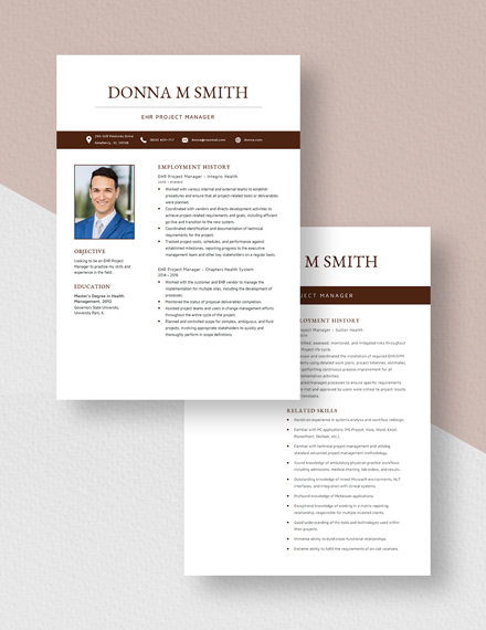 EHR Project Manager Resume Download