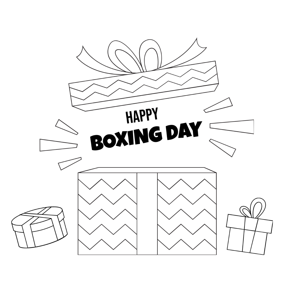 Happy Boxing Day Drawing Template