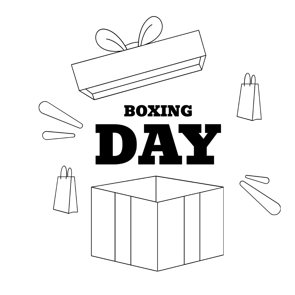Free Boxing Day Color Drawing Template