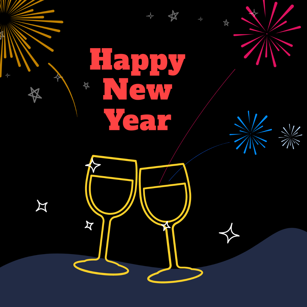 New Year's Day Drawing Vector Template