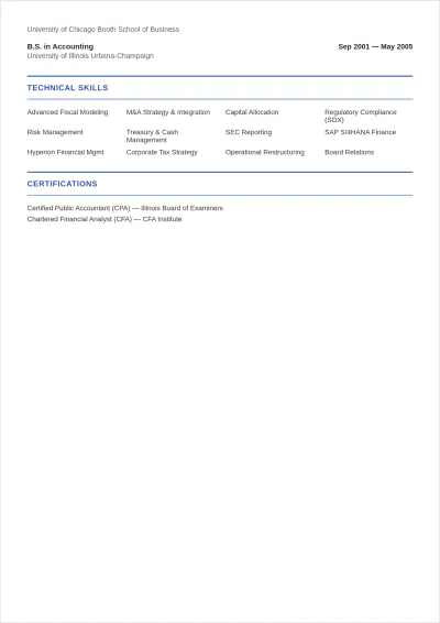 Free Assistant Chief Financial Officer ATS Resume Template
