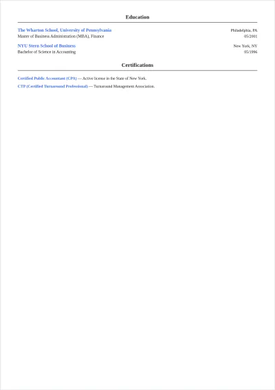Free Interim Chief Financial Officer ATS Resume Template