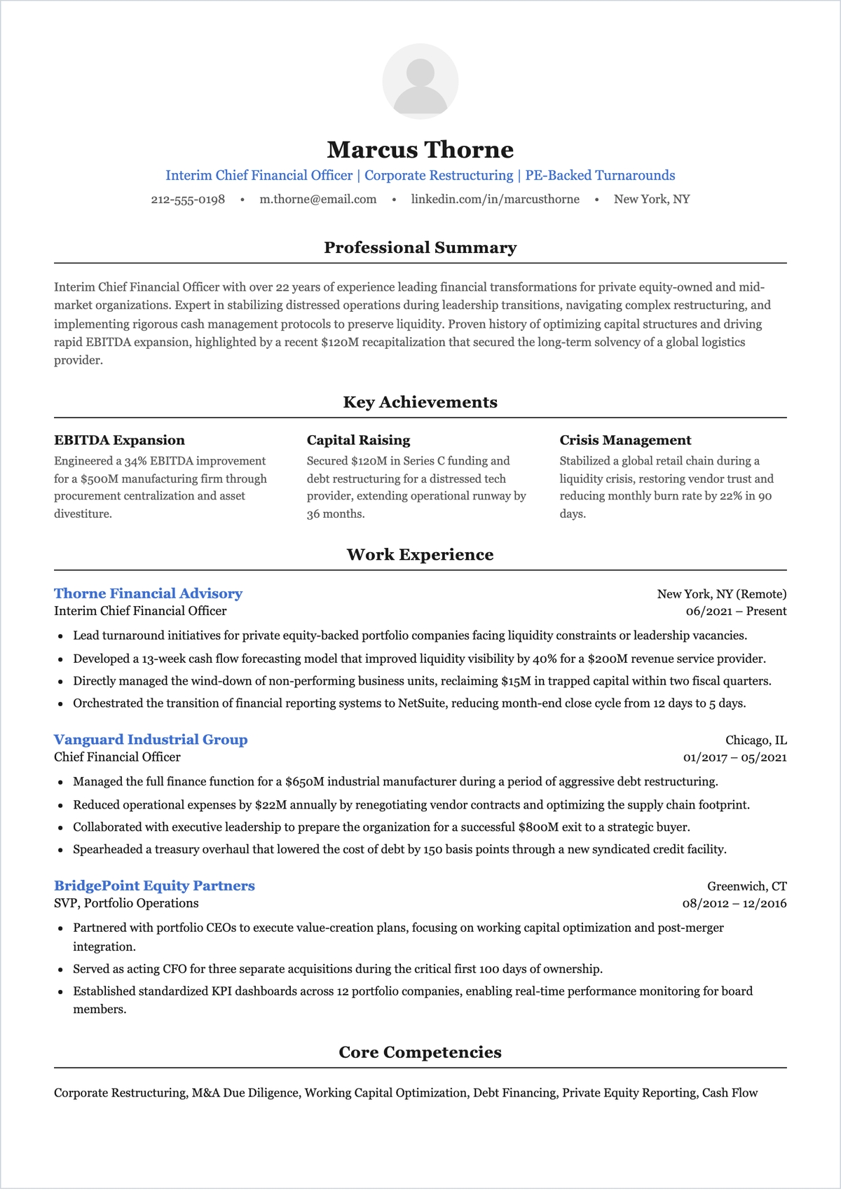 Free Interim Chief Financial Officer ATS Resume Template Free Interim Chief Financial Officer ATS Resume Template