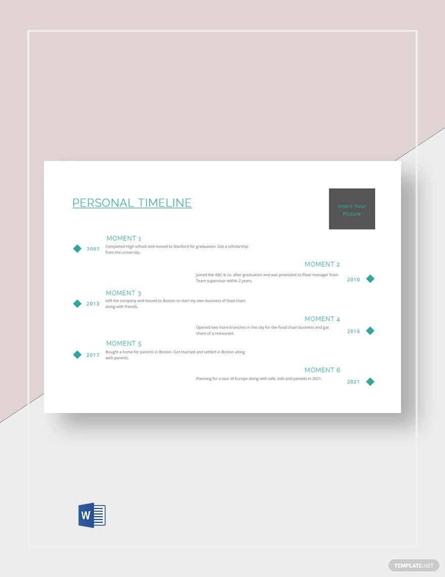 Customized Personal Timeline Template