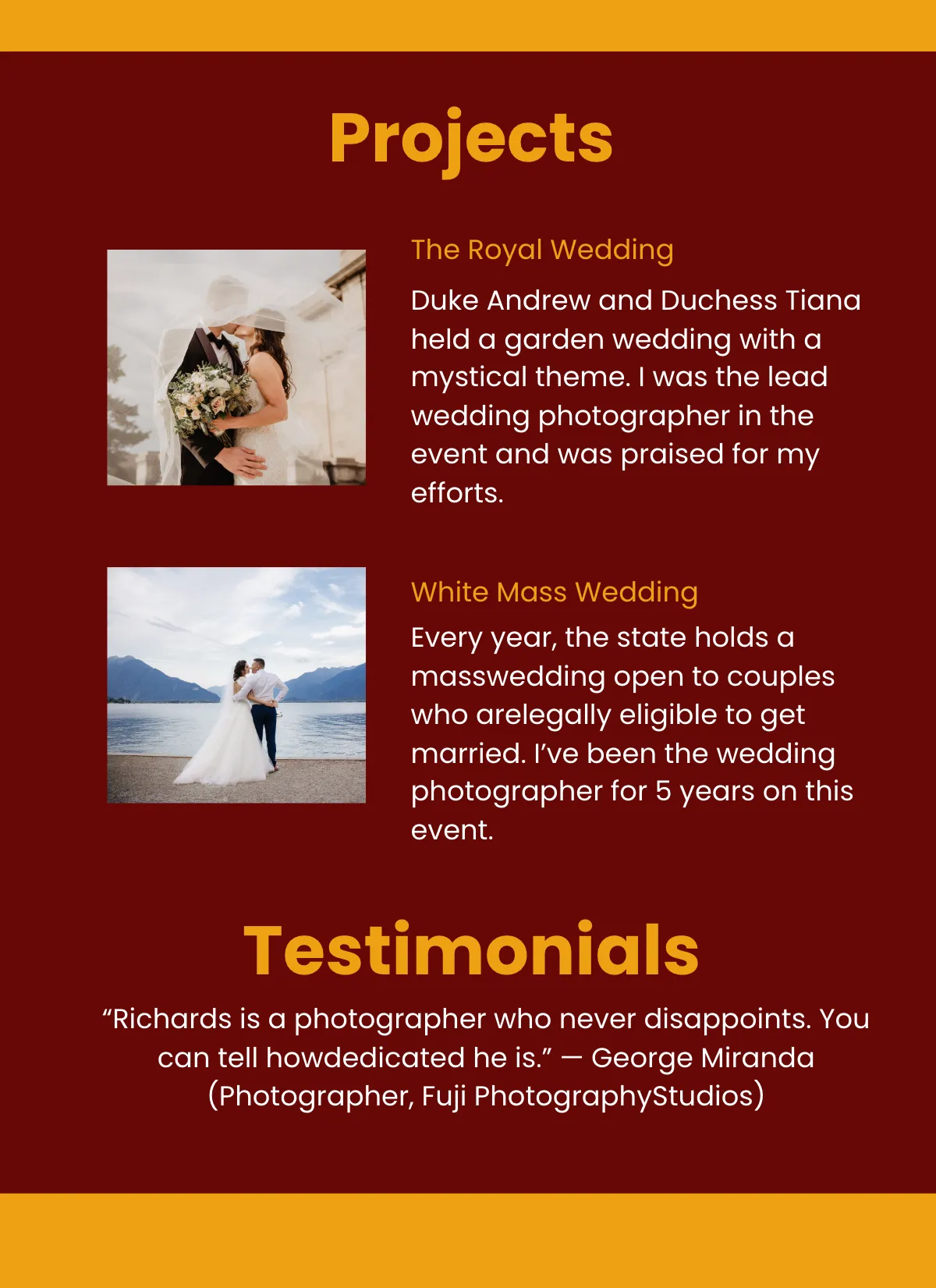 Free Minimalist Wedding Photography Portfolio Template to Edit Online