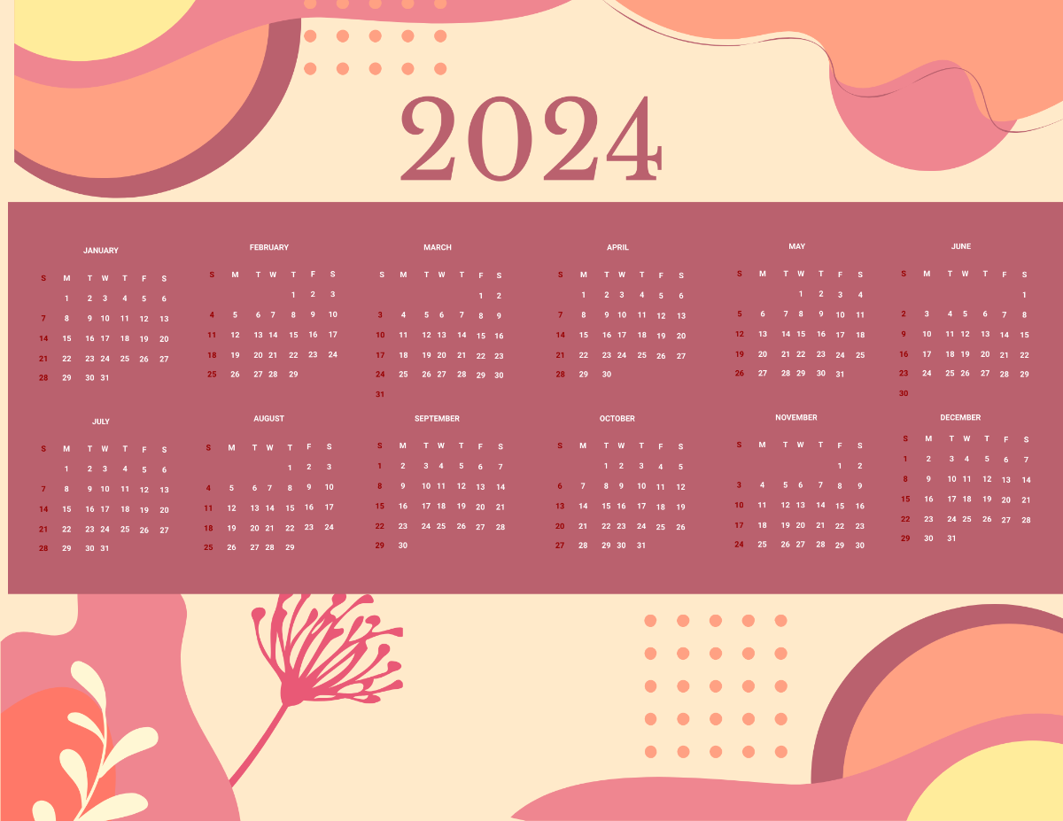 Year 2024 Calendar Template