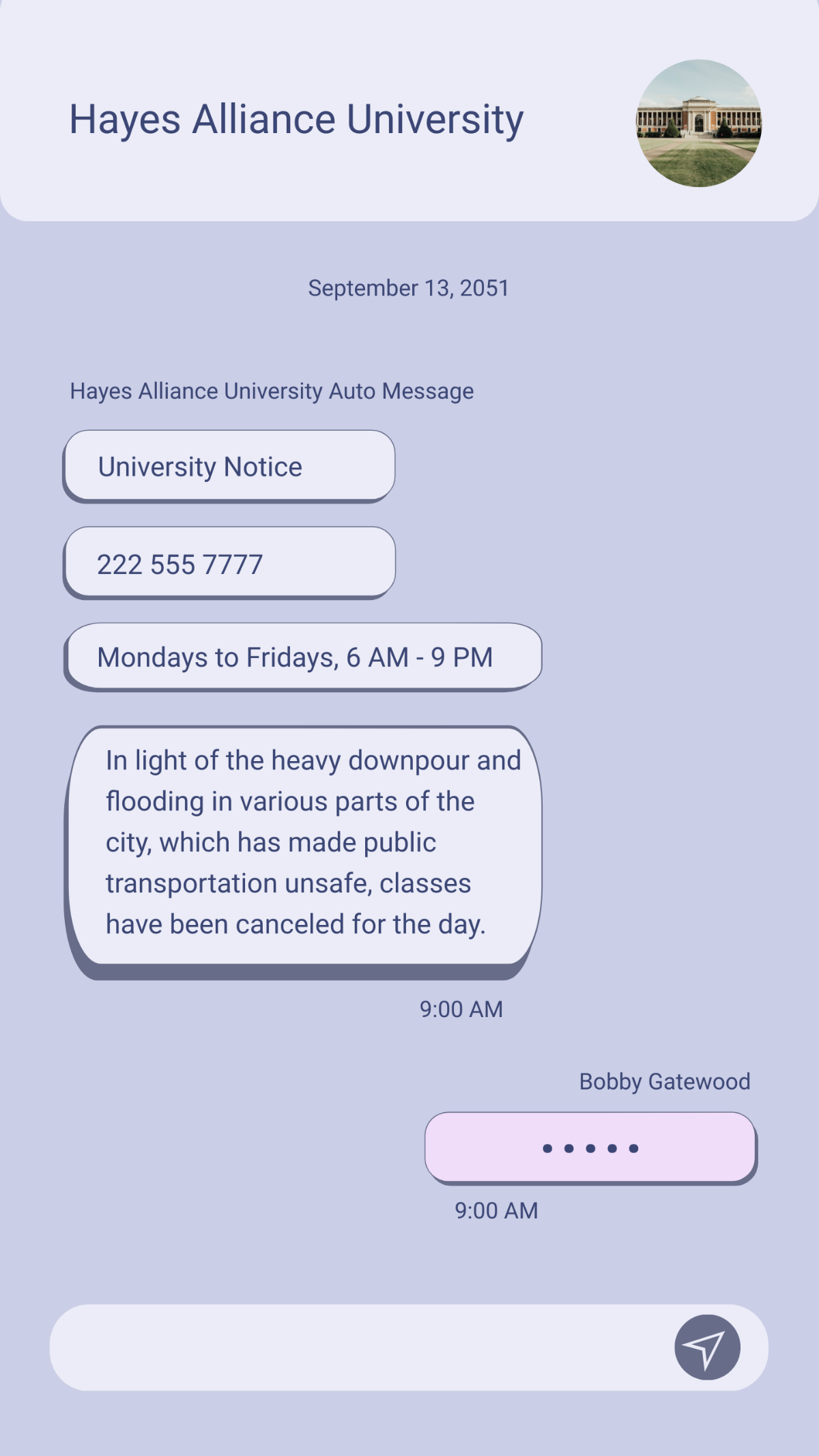 Emergency Phone Message Template