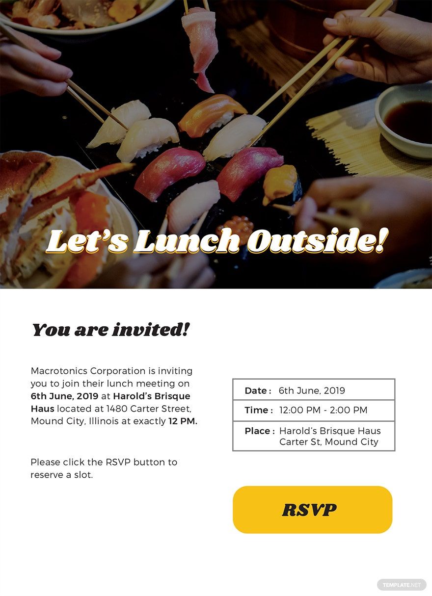 Email Lunch Invitation Template