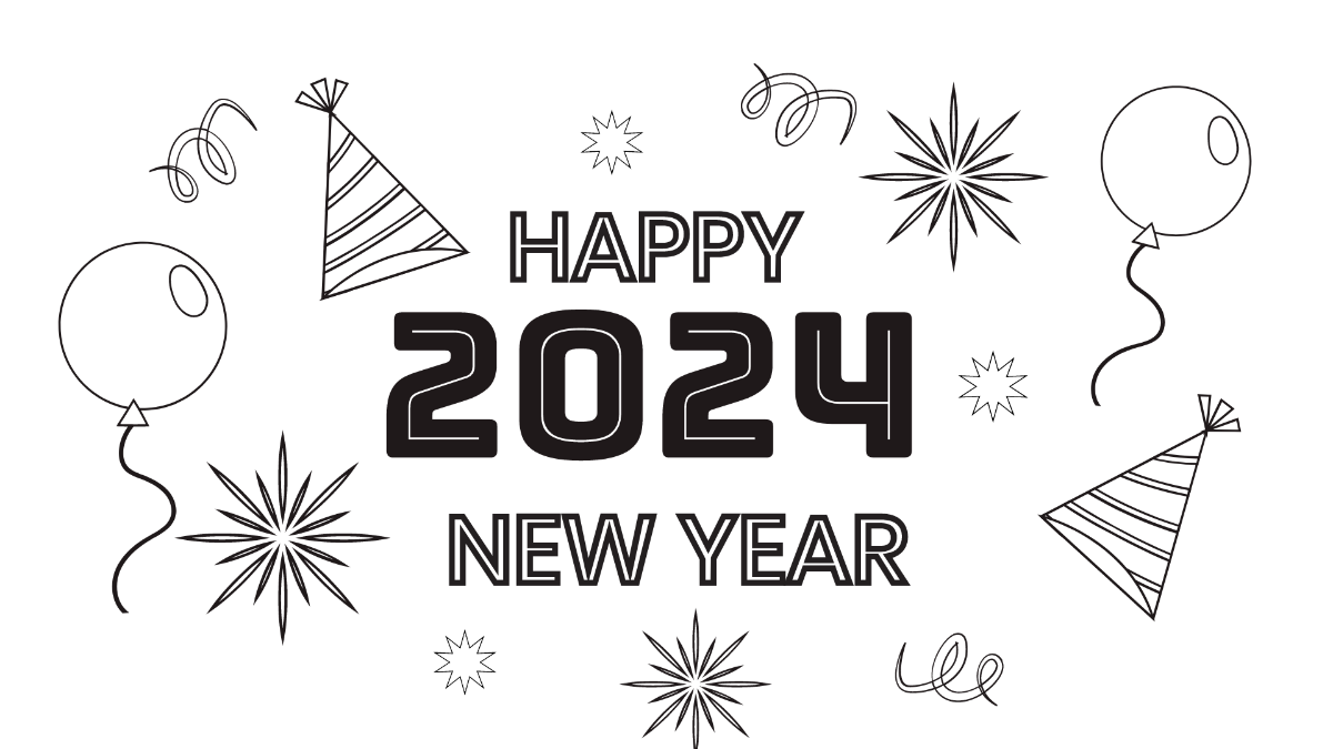 New Year's Day Drawing Background Template