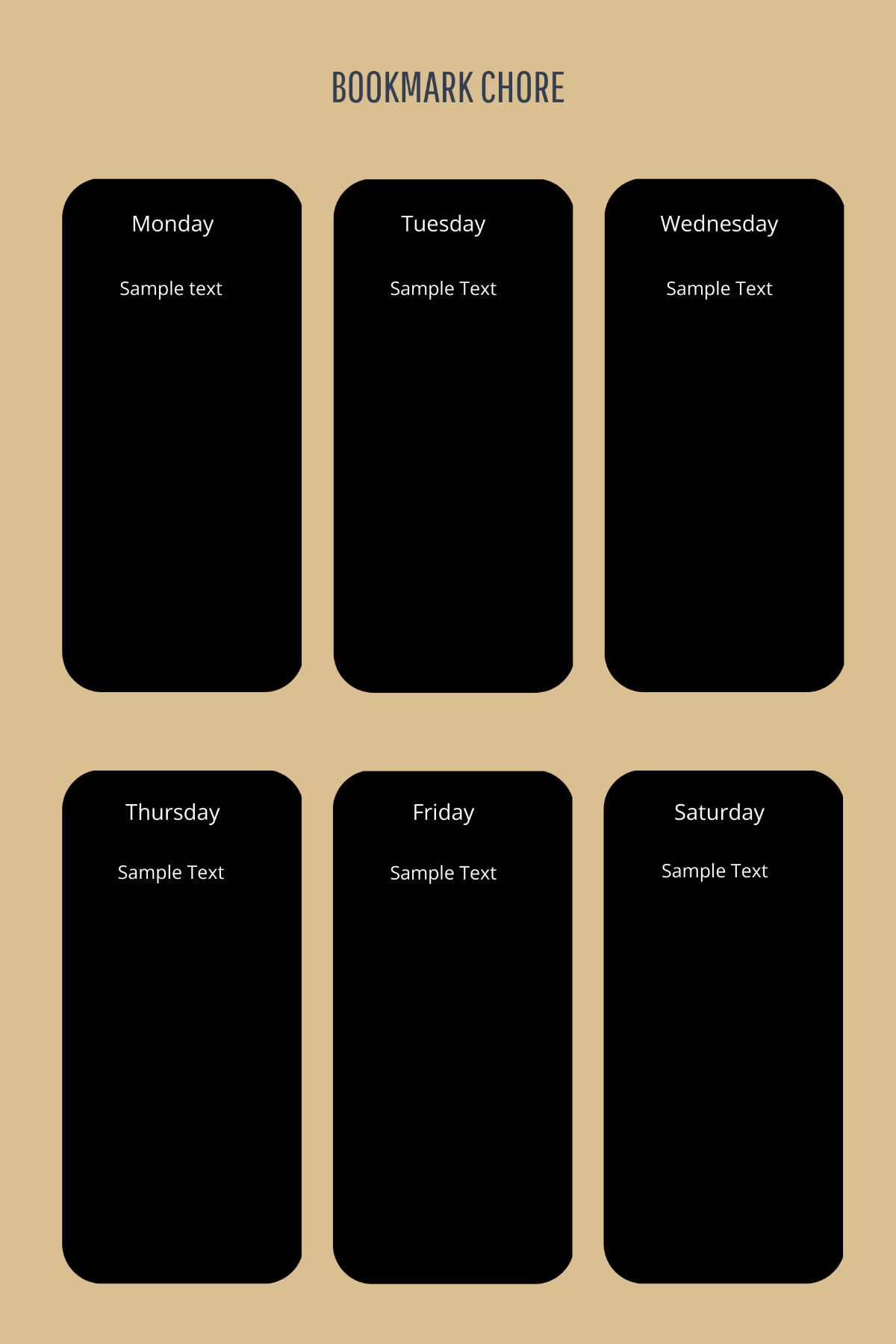 Weekly Bookmark Chore Chart Template