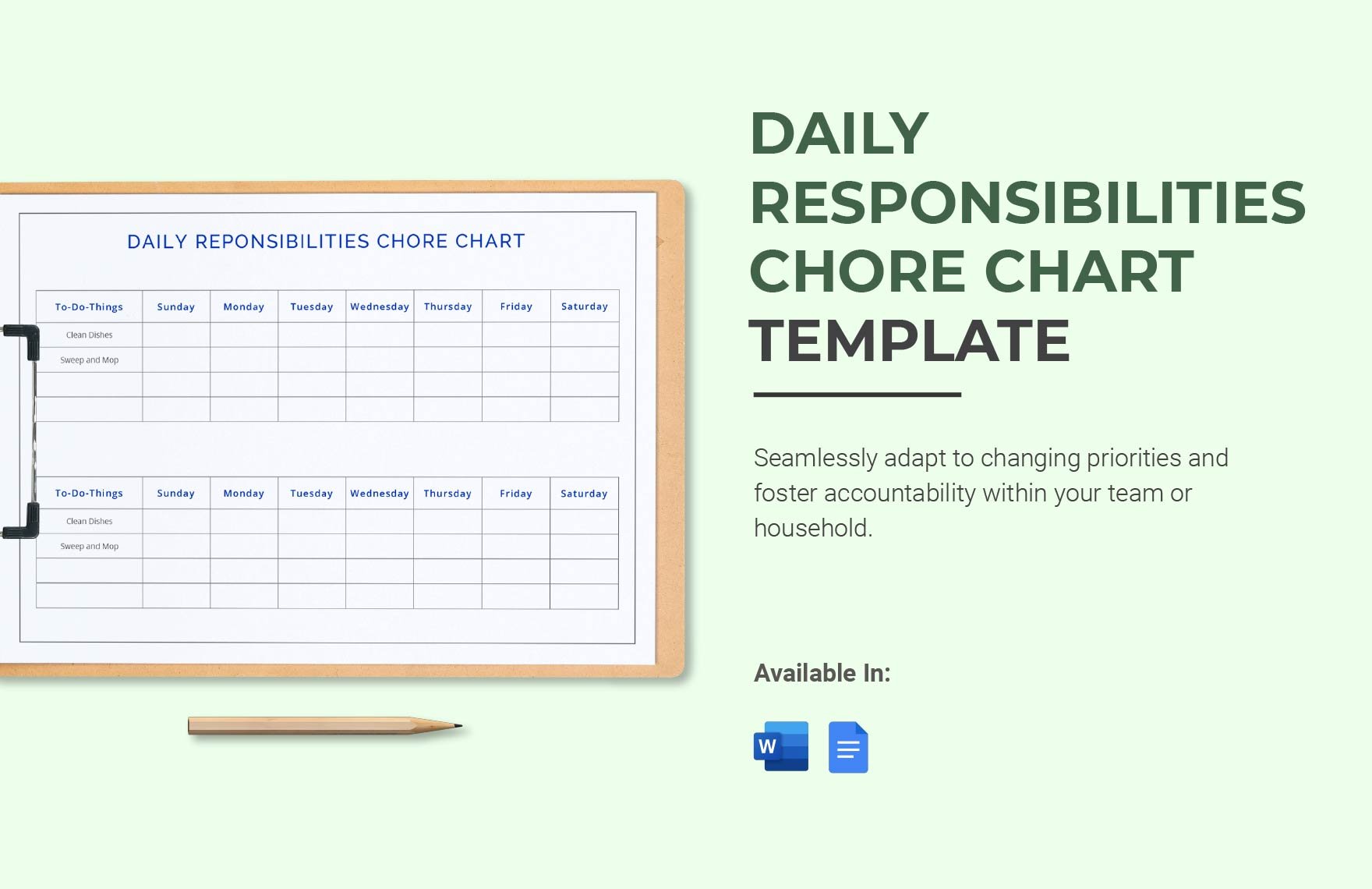 Daily Responsibilities Chore Chart Template