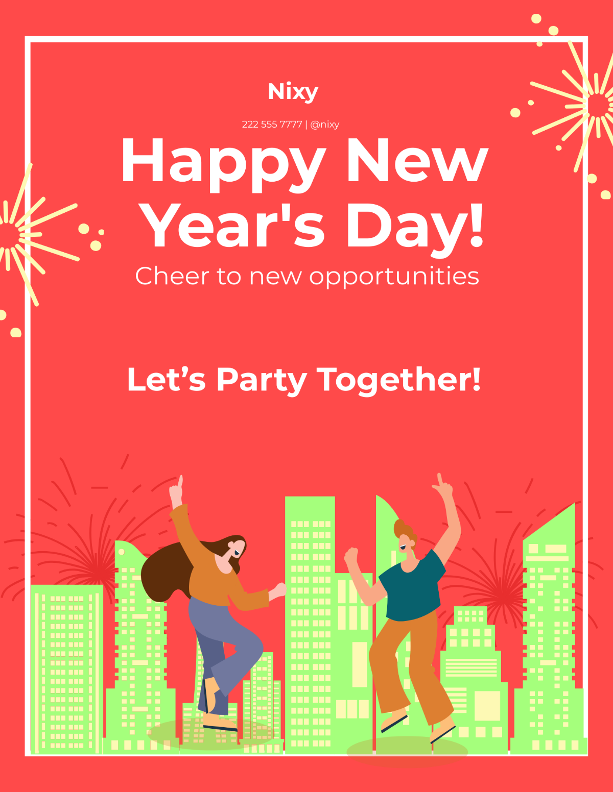 Happy New Year's Day Flyer Template - Edit Online & Download