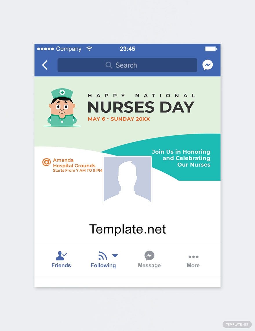 Free Nurses Day Facebook App Cover Template in PSD