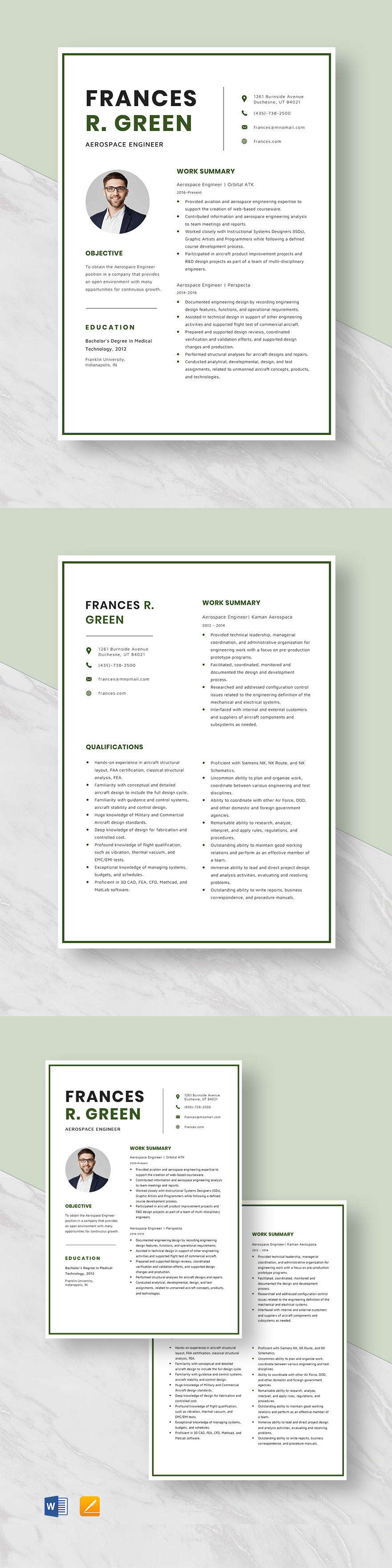 Free Aerospace Design Engineer Resume Template - Word, Apple Pages ...