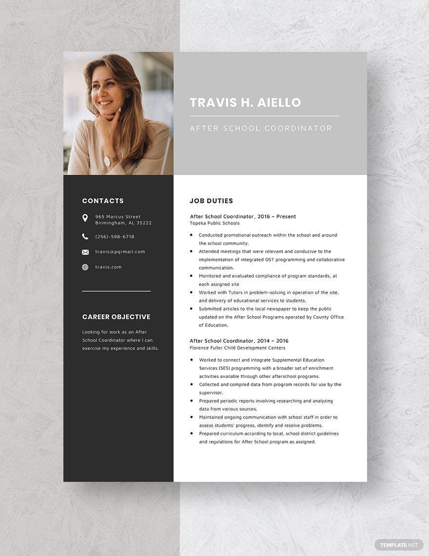 Free After School Director Resume Template